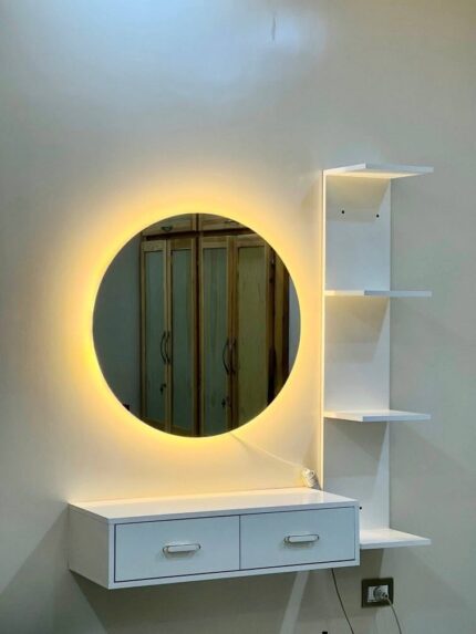 Interior Design. floating dressing table, wall mounted dressing table, floating vanity table, modern floating dressing table, floating makeup vanity, space saving dressing table, wall hung dressing table, floating vanity with mirror, LED mirror floating dressing table, wooden floating dressing table, floating dressing table with drawers, compact floating dressing table, minimalist floating vanity, floating dressing console, wall mounted vanity table with storage, white floating dressing table, gloss floating dressing table, floating corner dressing table, luxury floating vanity table, sleek wall mounted dressing table, floating makeup console with drawer, wall mounted vanity shelf, floating bedroom vanity unit, modern wall mounted dressing table design, custom floating vanity drawer.