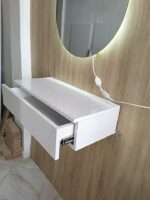 Interior Design. floating dressing table, wall mounted dressing table, floating vanity table, modern floating dressing table, floating makeup vanity, space saving dressing table, wall hung dressing table, floating vanity with mirror, LED mirror floating dressing table, wooden floating dressing table, floating dressing table with drawers, compact floating dressing table, minimalist floating vanity, floating dressing console, wall mounted vanity table with storage, white floating dressing table, gloss floating dressing table, floating corner dressing table, luxury floating vanity table, sleek wall mounted dressing table, floating makeup console with drawer, wall mounted vanity shelf, floating bedroom vanity unit, modern wall mounted dressing table design, custom floating vanity drawer.
